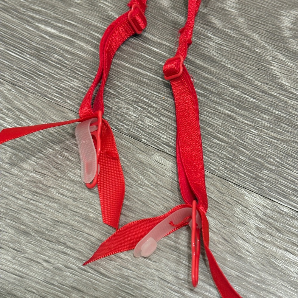 Victoria's Secret Deadstock '10 Red Pink Lace Satin Garter Belt M/L New Coquette - Picture 5 of 13